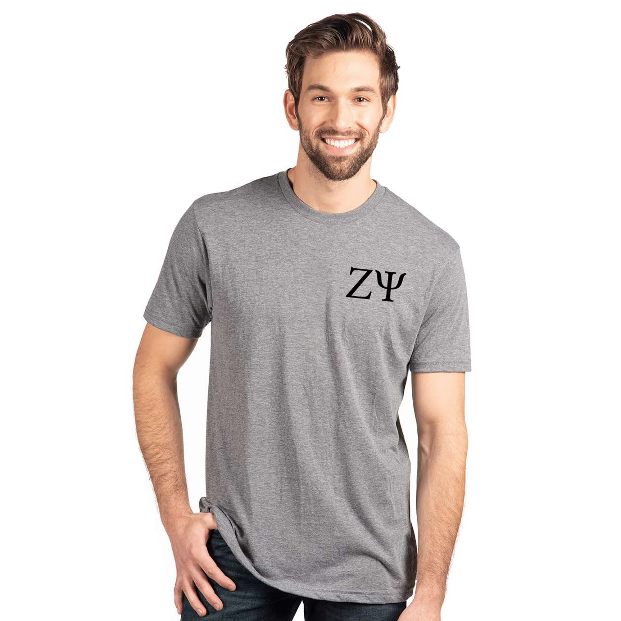 Zeta Psi LC & Back Print Triblend T-Shirt - Premium Heather - Image 3